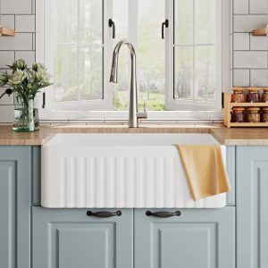 DeerValley DV-1K026 Farmhouse Kitchen Sinks Deep Bowl Reversible Apron Design