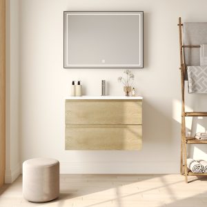 30" Rectangular Bathroom Vanity, with Ceramic Sink Wall-Mounting