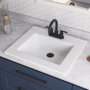 DeerValley DV-1DS0123 Drop-in Sinks Fireclay Durable 3-Hole Overflow