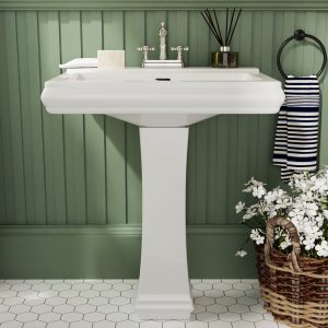 DeerValley DV-1P521 Pedestal Sinks Classic Deep Basin Ceramic Overflow