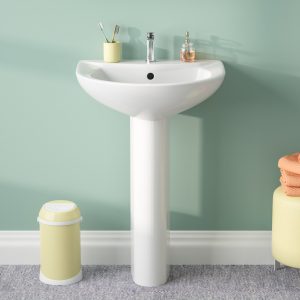 DeerValley DV-1P523 Pedestal Sinks Modern Compact Ceramic Overflow