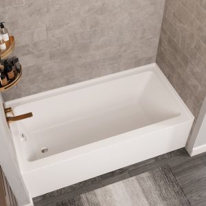 DeerValley DV-1T0195 60x30 Acrylic Alcove Soaking Bathtub with Apron, Left Drain, White