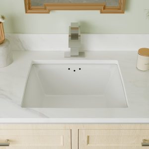 DeerValley DV-1U307 Undermount Bathroom Sinks, Deep Rectangular Splash-Proof, Vitreous China & Overflow